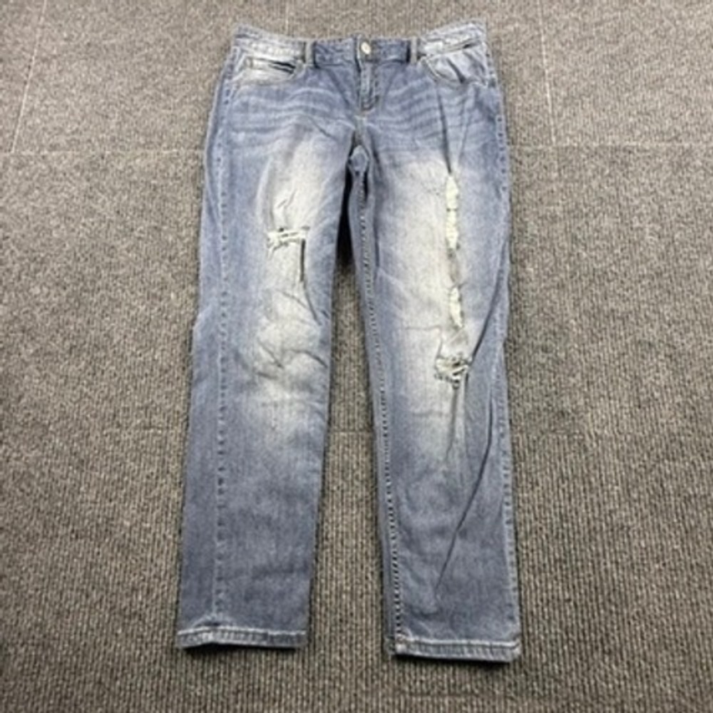 The Limited Slim Boyfriend Jeans Womens Size 10 Medium Wash Distressed Denim